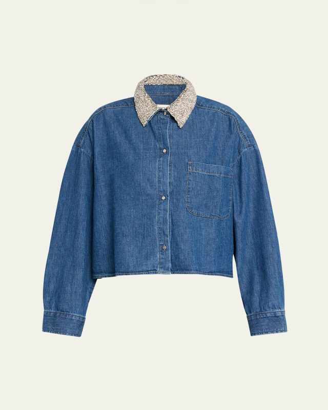 My Ex Denim Shirt with Crystal Coll